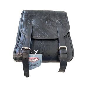 Diamond Plate Sissy Bar Bag Buffalo Leather Motorcycle Storage Durable Black NEW